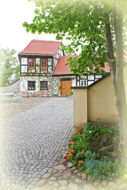 Blütenpracht auf den Balkonen und dem Hof der Burg Blütenpracht